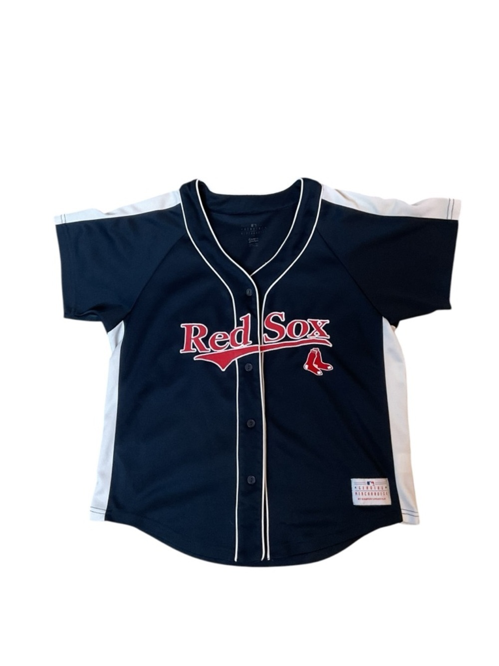 Boston Red Sox Jersey Youth Size L Navy MLB Baseball Shirt - Picture 2 of 7